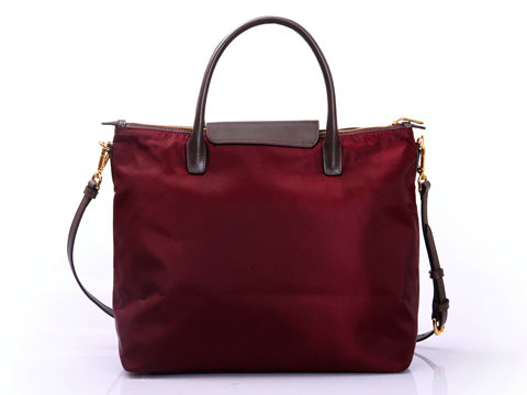 2014 Prada tessuto nylon shopper tote bag BN2107 wine red - Click Image to Close